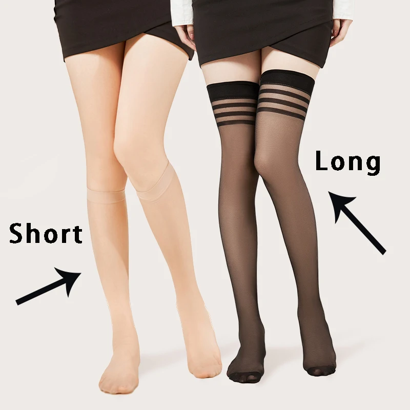 

1/4 пары женских гольфов для женщин, прозрачные нейлоновые носки 15D с широкими икрыми до середины икры, летние полосатые чулки выше колена 2025 г.