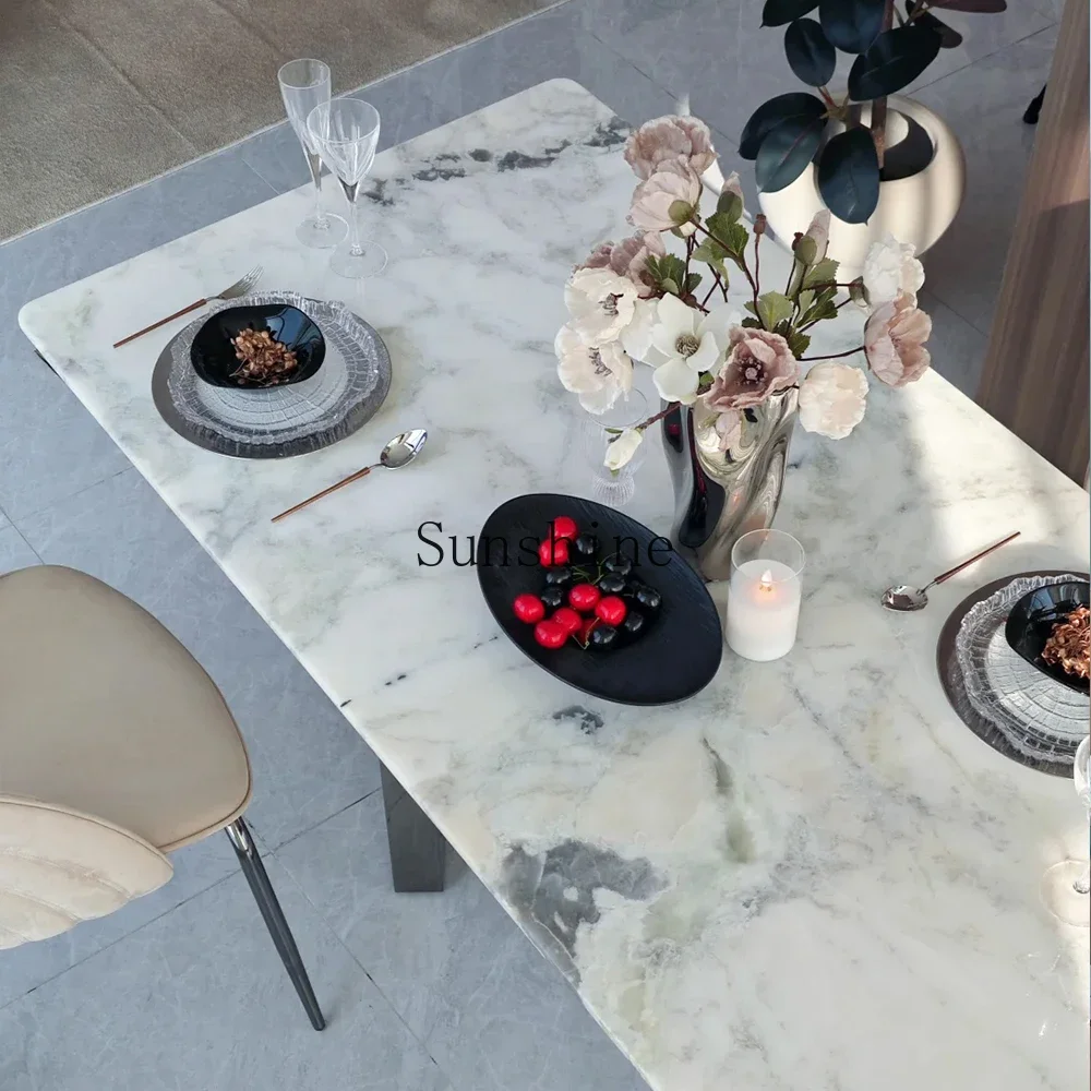 Natural luxury stone dining table Italian modern high-end rectangular dining table  FT