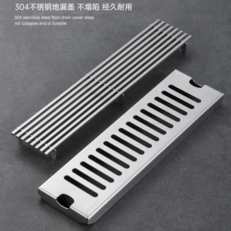 304 Stainless Steel Rectangular Drain Cover Filter Screen Long Strip for Bathroom Pool Balcony Floor Drain Grate