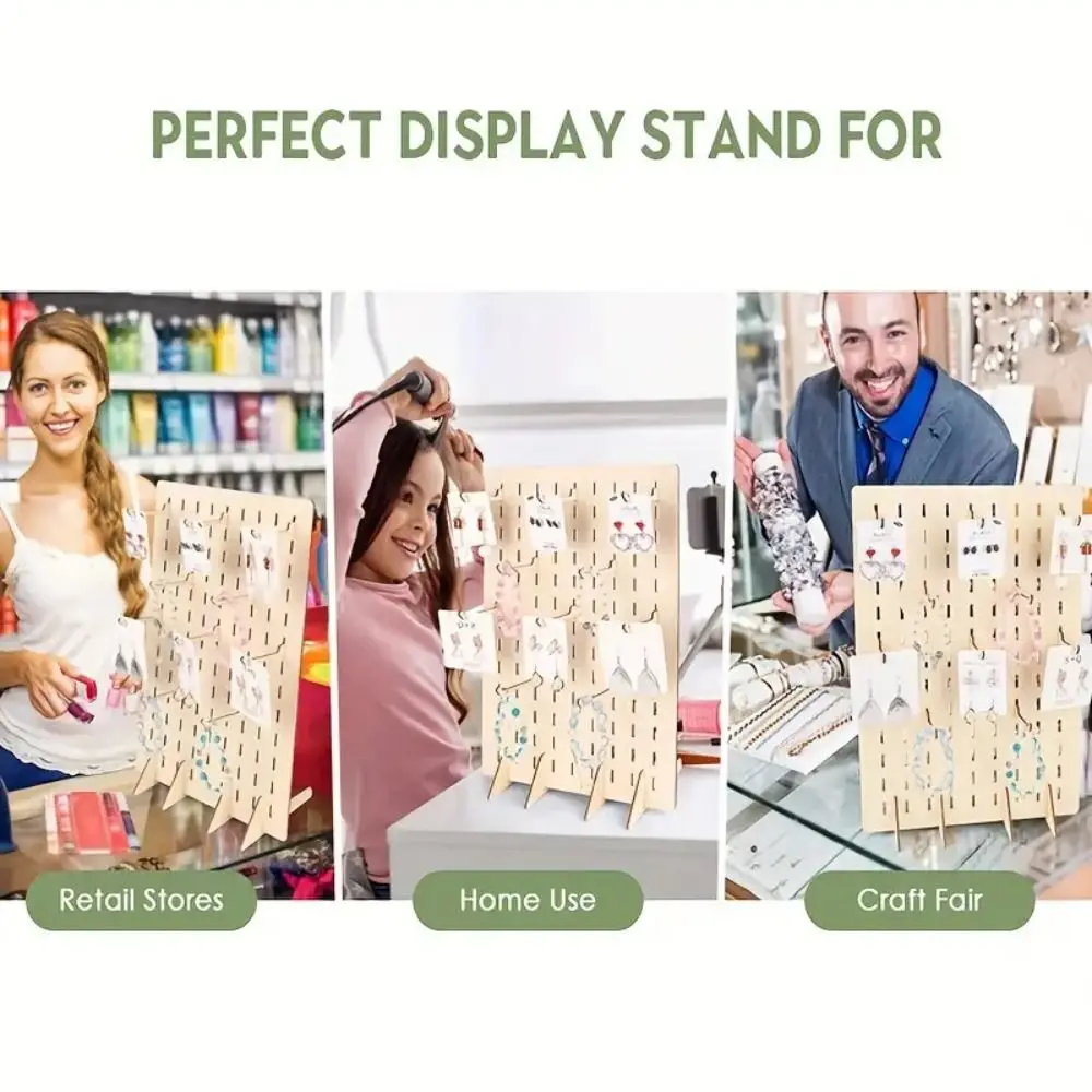 عرض جديد Pegboard حامل القرط خشبي سعة كبيرة قرط الاذن المرصع المنظم دائم بسيط تخزين المجوهرات الرف