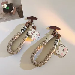 1 Piece Cute Cartoon Phone Charm for Girl Sweet Bear Bunnt Short Phone Strap Lanyard with Gasket Patch Kawaii Phone Accessories