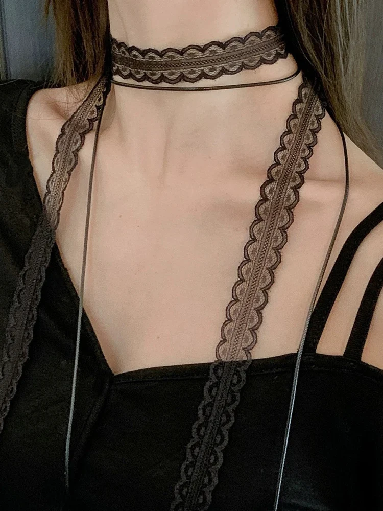 Cinturón de mujer con cinta fina y nudo de mariposa de encaje para primavera y verano, diadema versátil para clavícula, acces...