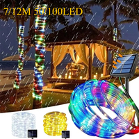 50/100 LED Solar Rope Strip Light Outdoor IP65 Waterproof Light Strings Christmas Decor For Garden Lawn Tree Yard Fence Pathway