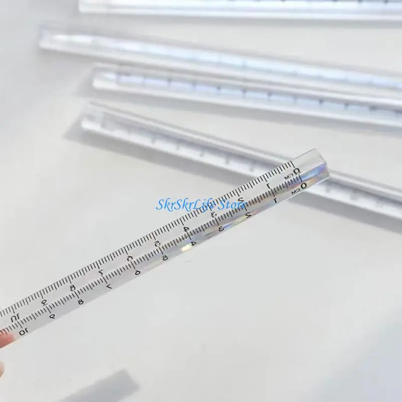 E65E 2Pcs Clear Triangular Rulers Plastic Drawing Ruler Measuring Tool for Students