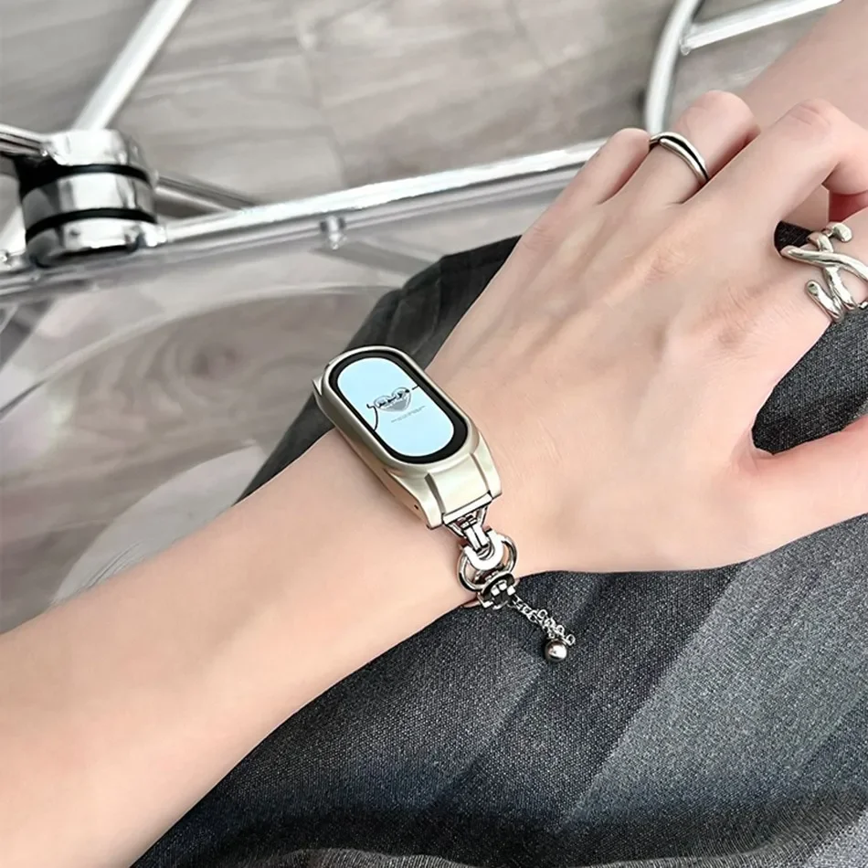 Correa para Xiaomi Mi Band 7, 6 y 5, pulsera de Metal con resorte de repuesto para pulsera inteligente Xiaomi Mi Band 4 y 3