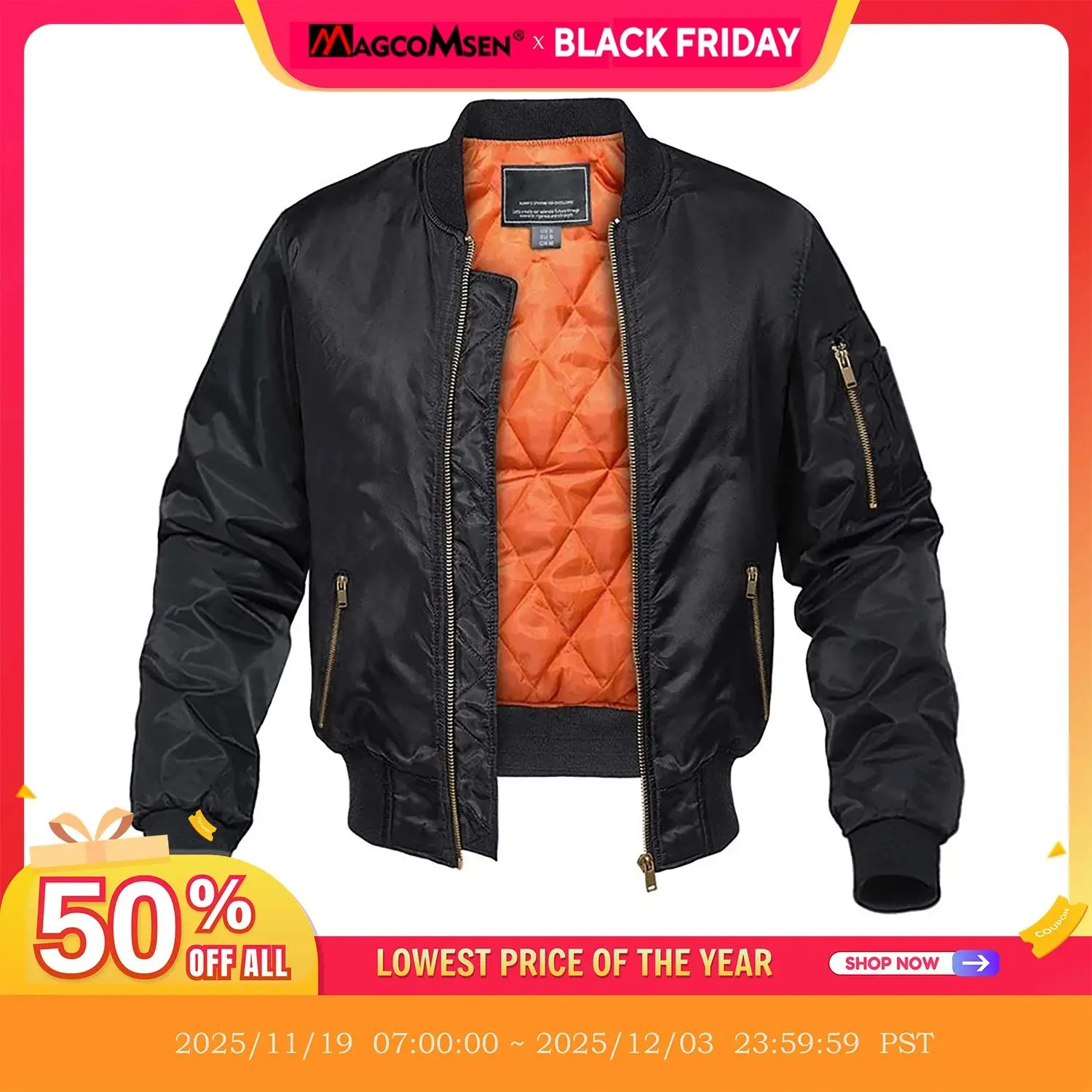 

MAOMSEN Men's Thi Warm Jaet with Orange V-Ne Seven-Sve Coat for Middle-Aged And ly People