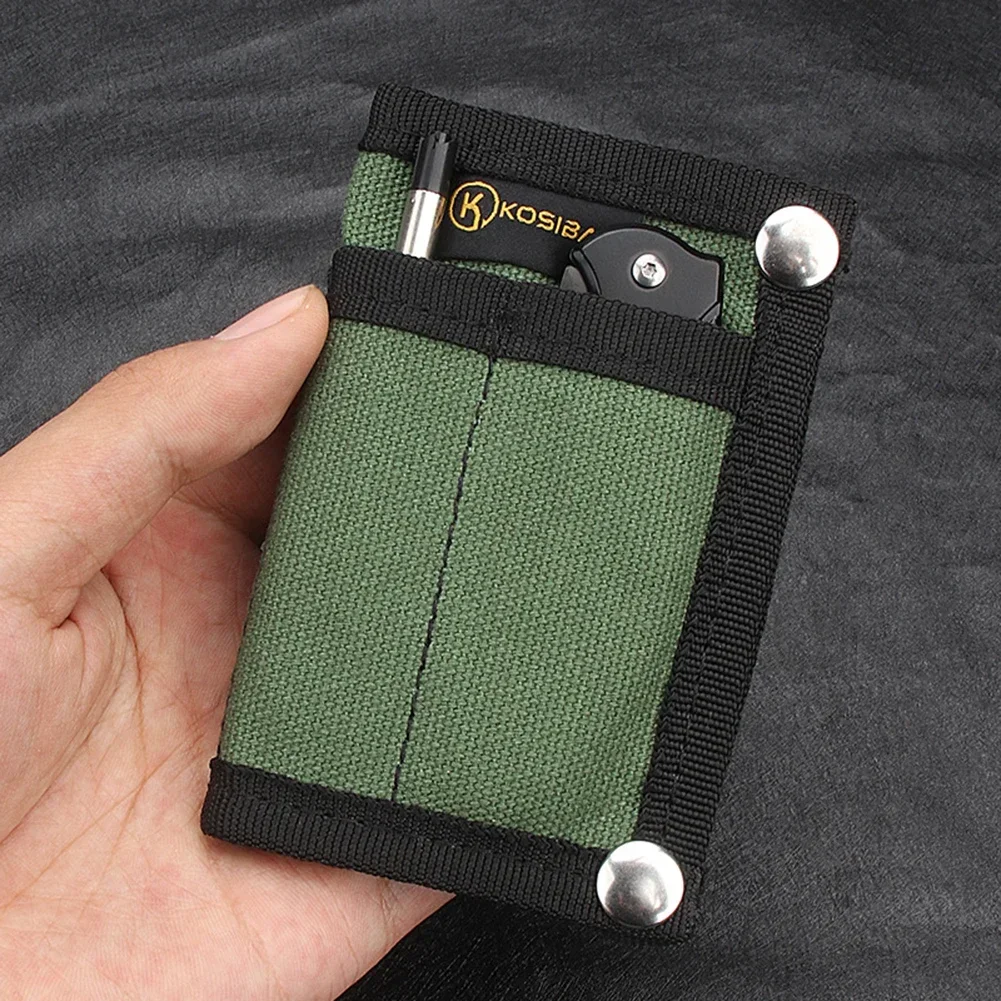 Mini Multifunctional EDC Storage Bag, Foldable Card Clip Wallet, Tactical Molle Bag, Canvas, Knife Pen, Waist Bag