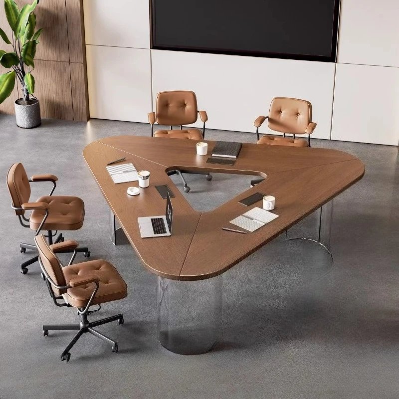 

Modern solid wood triangle negotiation table conference table conference room tables Office Furniture luxury meeting tables desk