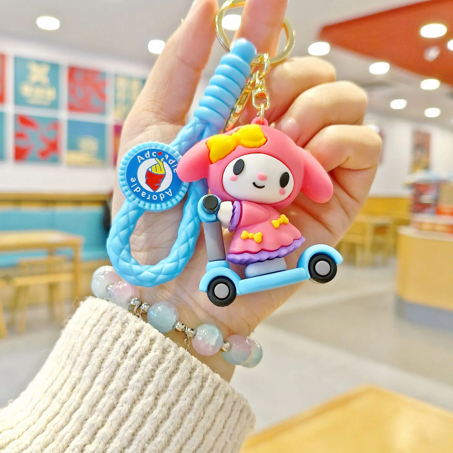 سانريو Kawaii كورومي لطيف مرحبا كيتي المفاتيح الكرتون أنيمي ميلودي مفتاح سلسلة سينامورول ظهره قلادة الاطفال هدايا عيد الميلاد