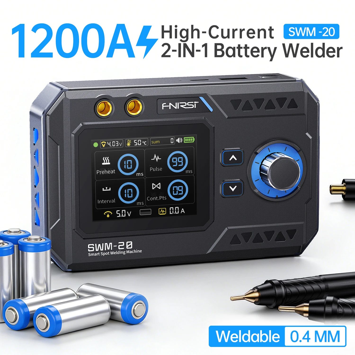 Portable Welding Generator - FNIRSI SWM-20スポット溶接機 1200A デュアルパルスバッテリー溶接機 0.1-0.5mmニッケルシート対応 ポータブル
