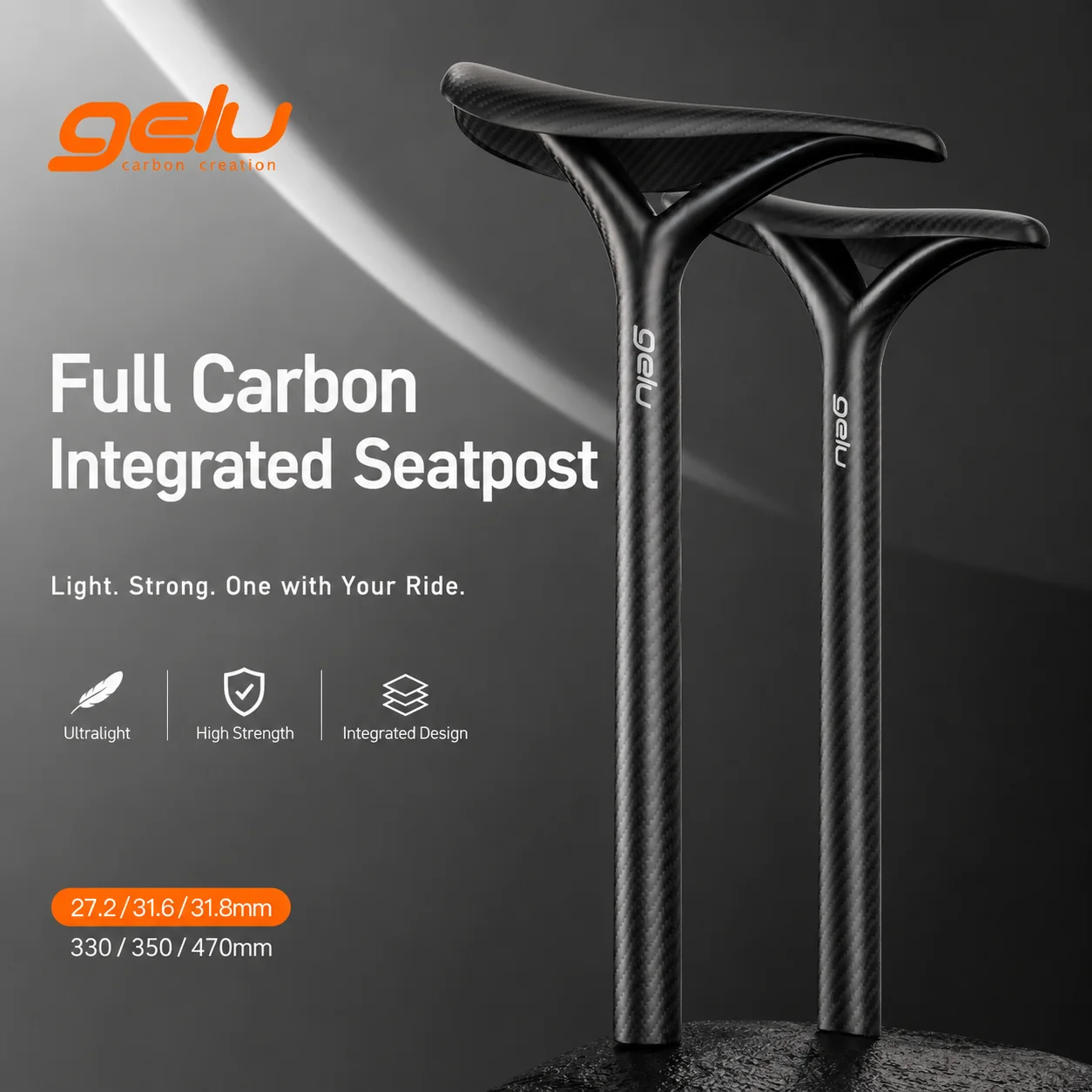 

GELU T700 Full Saddle Carbon/SeatPost Gelu Ultralight Shock-Absorbing Carbon Fiber Saddle 27.2/31.6/31.8mm for Road/Racing Bike