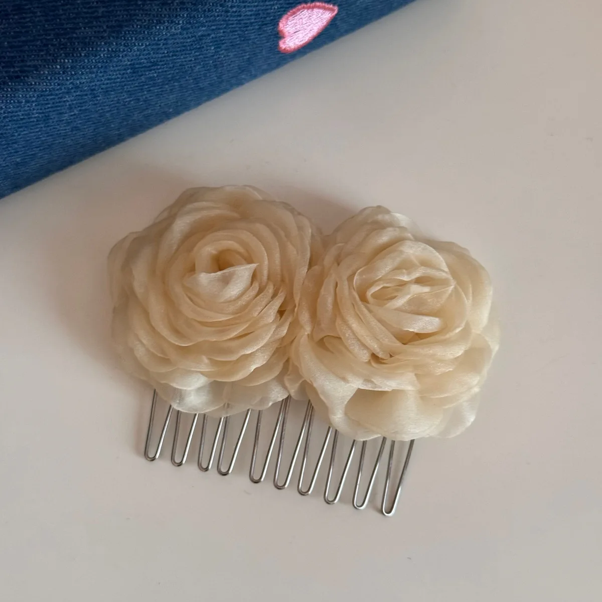 Hair Comb Clip Mesh Rose Soft Comfortable Non Slip Lightweight Durable Women Hair Accessory for Daily Home Office Travel