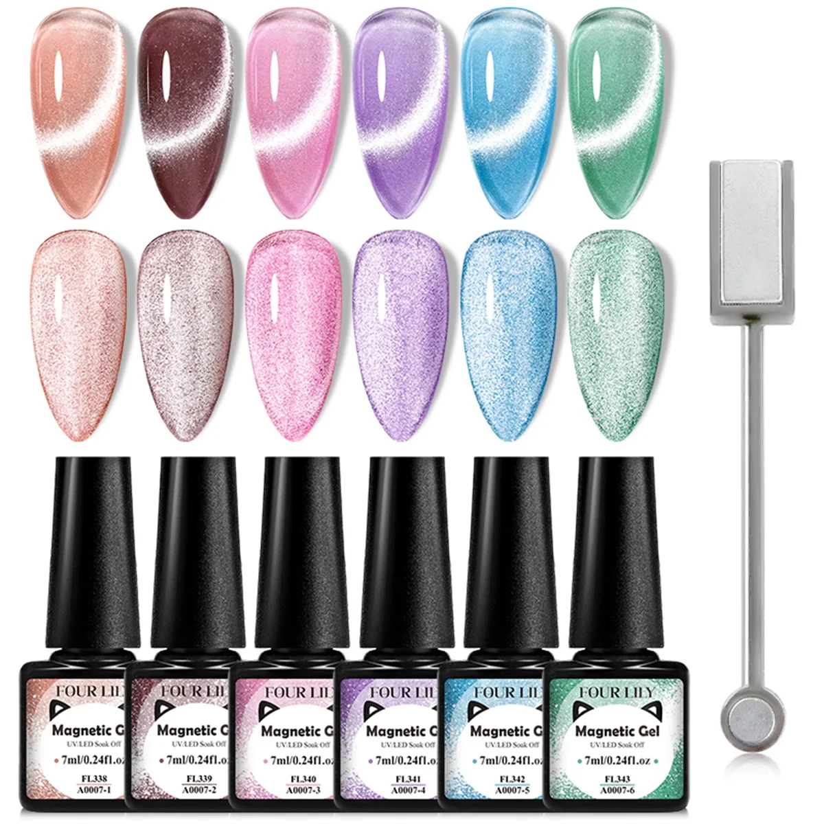 7ml Glitter Magnetic Gel Nail Polish Nude Pink Reflective Sparkling Cat Magnetic Gel for DIY Nail Art Salon Manicure Varnishes