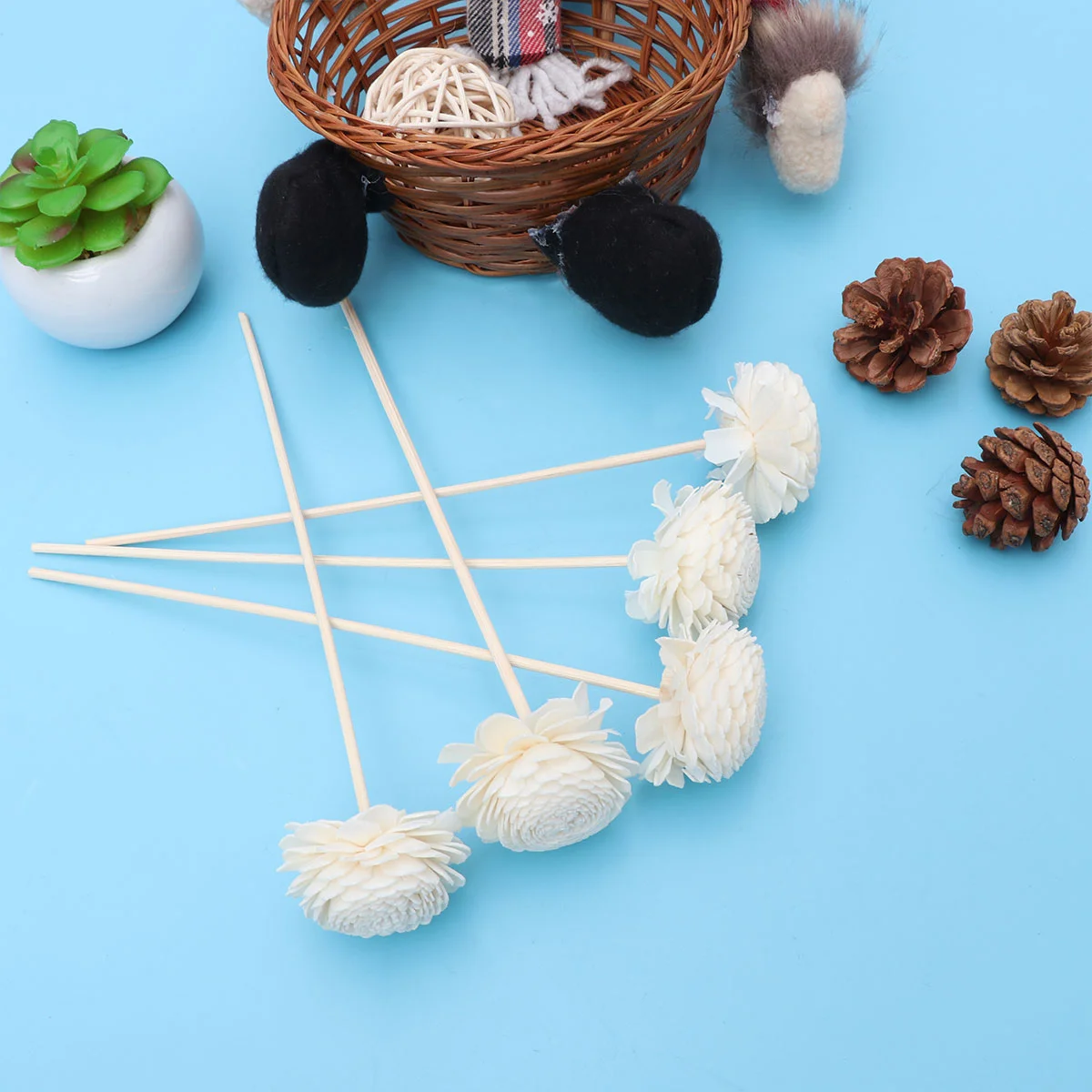 5 Pcs Diffuser Sticks Aroma Aromatherapy Flower Rattan Wooden Essential Oil Reeds