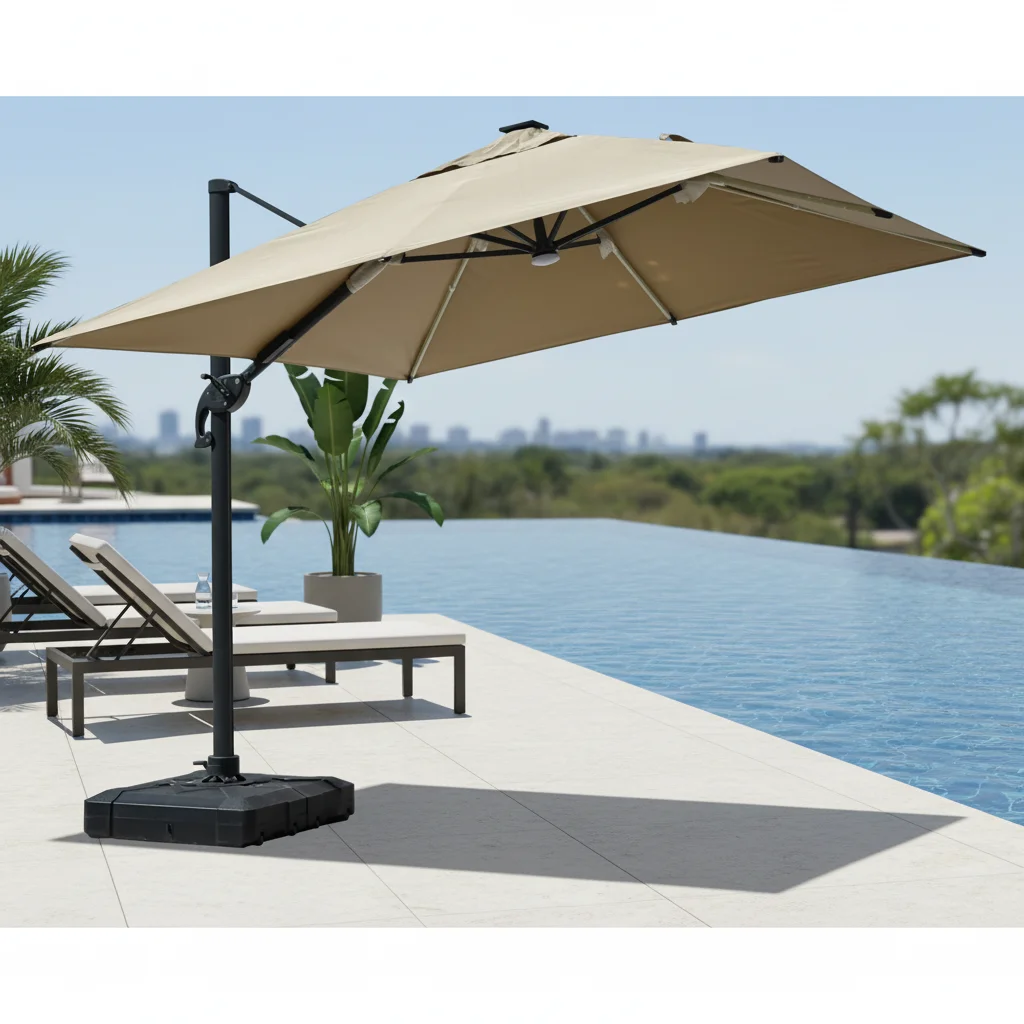 Modern Phantom Outdoor Waterproof Iron Base Light-Shade Umbrella 3x3m