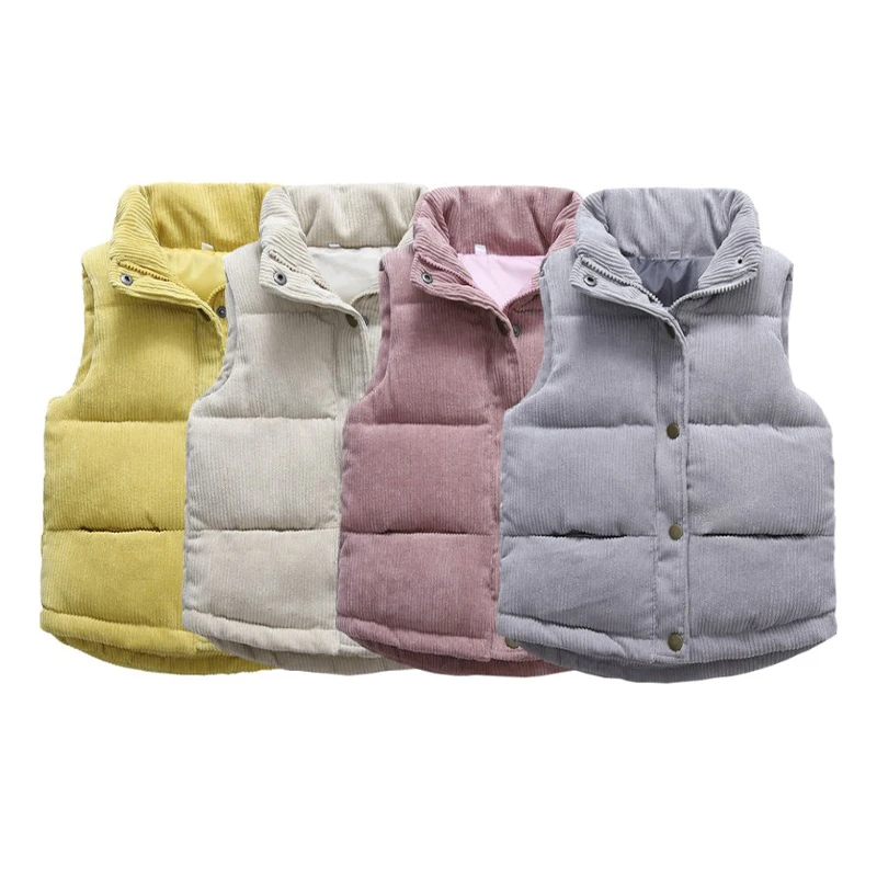 

Kids Boys Girls Corduroy Vests Jackets Winter Thick Warm Outerwear Autumn Children's Coat Sport Casual Waistcoat Clothing 3-10 Y