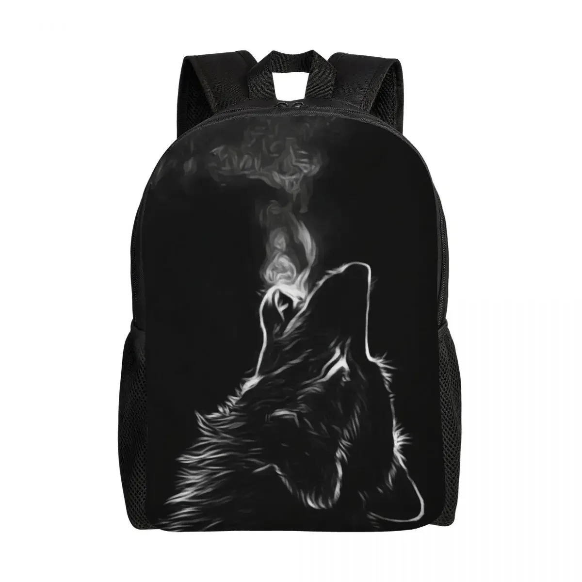

Black Wolf Backpack for Women Men Water Resistant School College Animal Bag Printing Bookbag