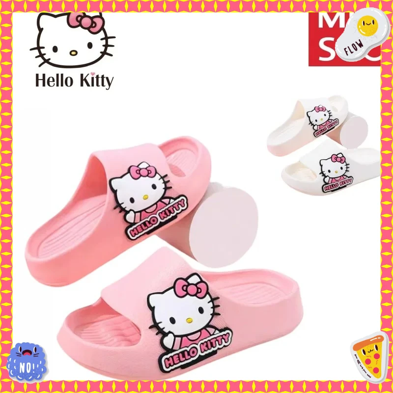 

Anime MINISO Slippers Hello Kitty Children Slippers Kawaii Women Indoor Slippers Comzy Anti-Slip House Flat Slipper Xmas Gift