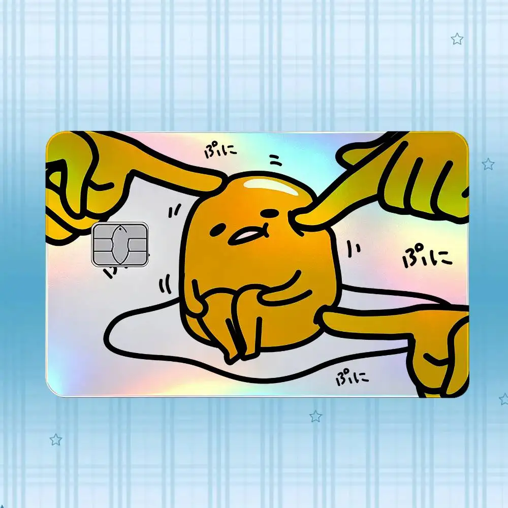 G-Gudetama Laser-Hologramm-Karten-Skin-Aufkleber für Kredit- und Debitkarten – 4 Stück/Set, wasserfester, kratzfester Schutz – Detail 14
