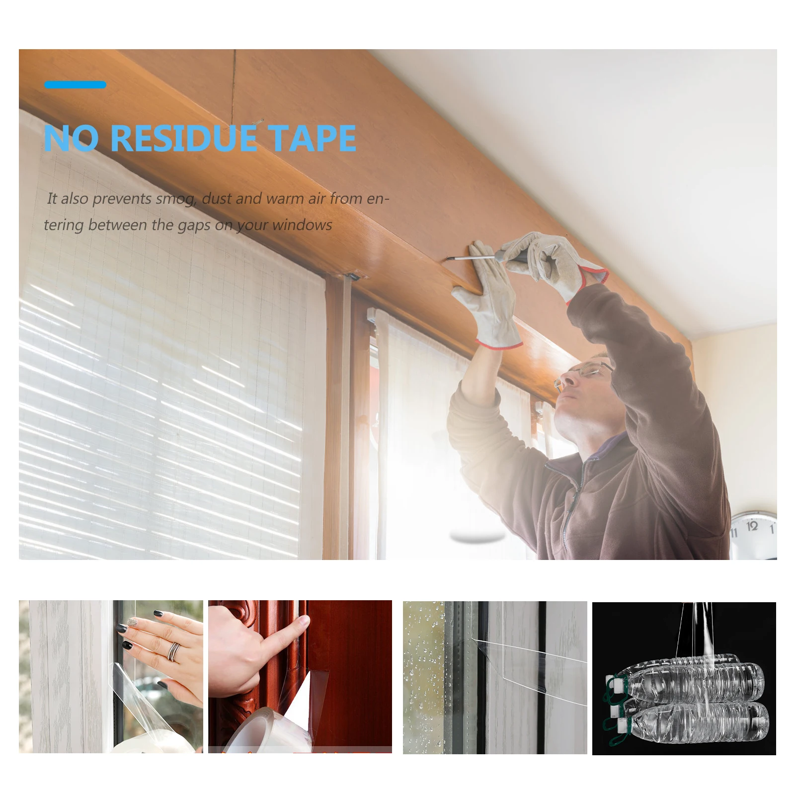 

Premium Windproof Sealing Tape for Windows Heavy Duty Acrylic Adhesive No Residue Transparent Film Dustproof Air Conditioner