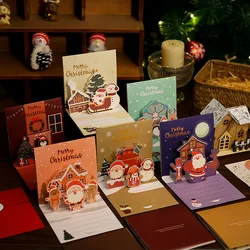 1/2/4 Pack 3D Christmas Greeting Cards Thanksgiving Holiday Blessings DIY Christmas Eve Blank Cards with Envelopes