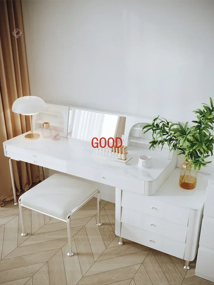 

Integrated Bedroom Modern Minimalist High-Grade White with Mirror Makeup Table