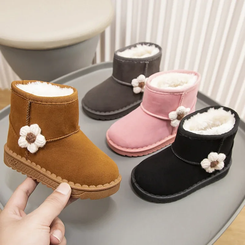 Warm Kids Snow Boots for Children New Toddler Winter Child Shoes Non-slip Flat Round Toe Boys Girls Baby Lovely Boots