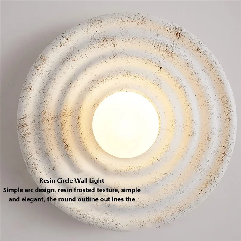 

ABUG-Wall Sconce Lighting Rustic White Globe Glass Wall Mount Light Round Resin Wall Lamp,Modern Wall Sconces For Bedroom