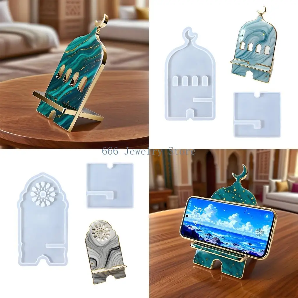 F2TD Silicone Phone Stand Mold with Detachable Design and Charging Port for DIY Resin Crafting Accessories