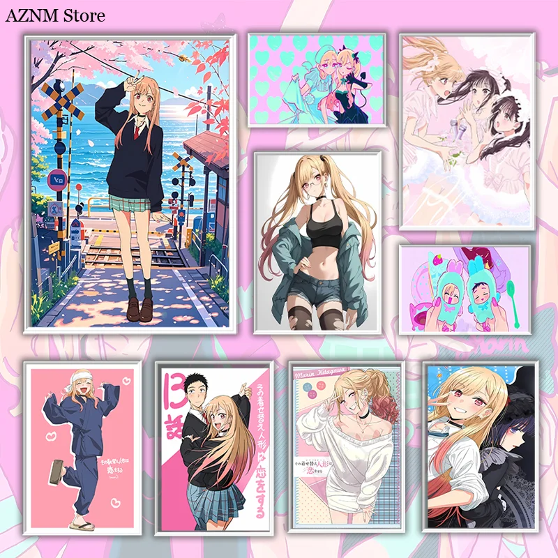 Anime M-My Dress Up Darling Poster Marin Anime-Mädchen Leinwanddruck Wanddekoration Wohnzimmer Spielzimmer Garage Wandkunst Geschenke