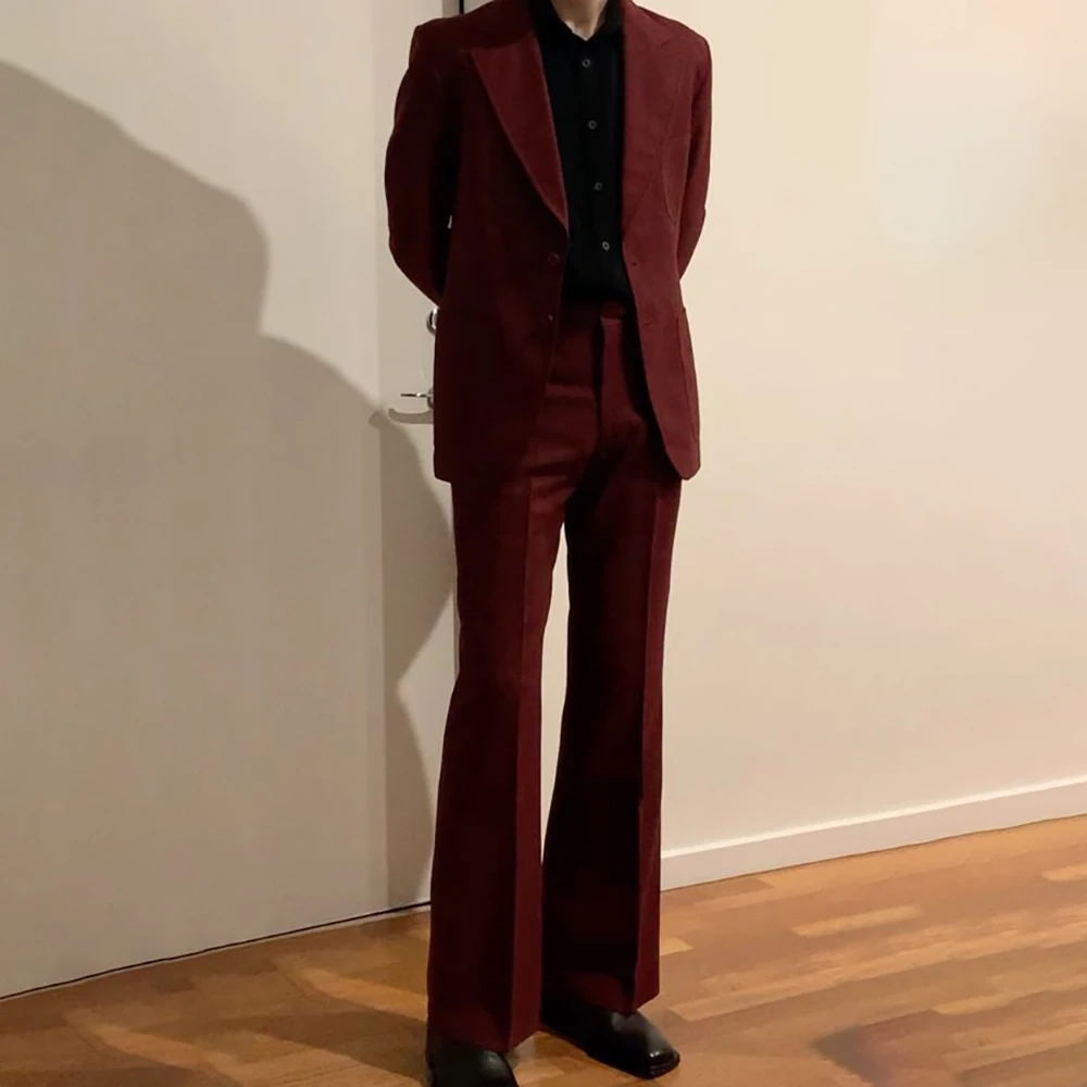 

Elegant Vintage Men's Suits Fashion 2 Piece Male Set Notch Lapel Smart Casual Office Commute Street Wear Wedding Guest Costume