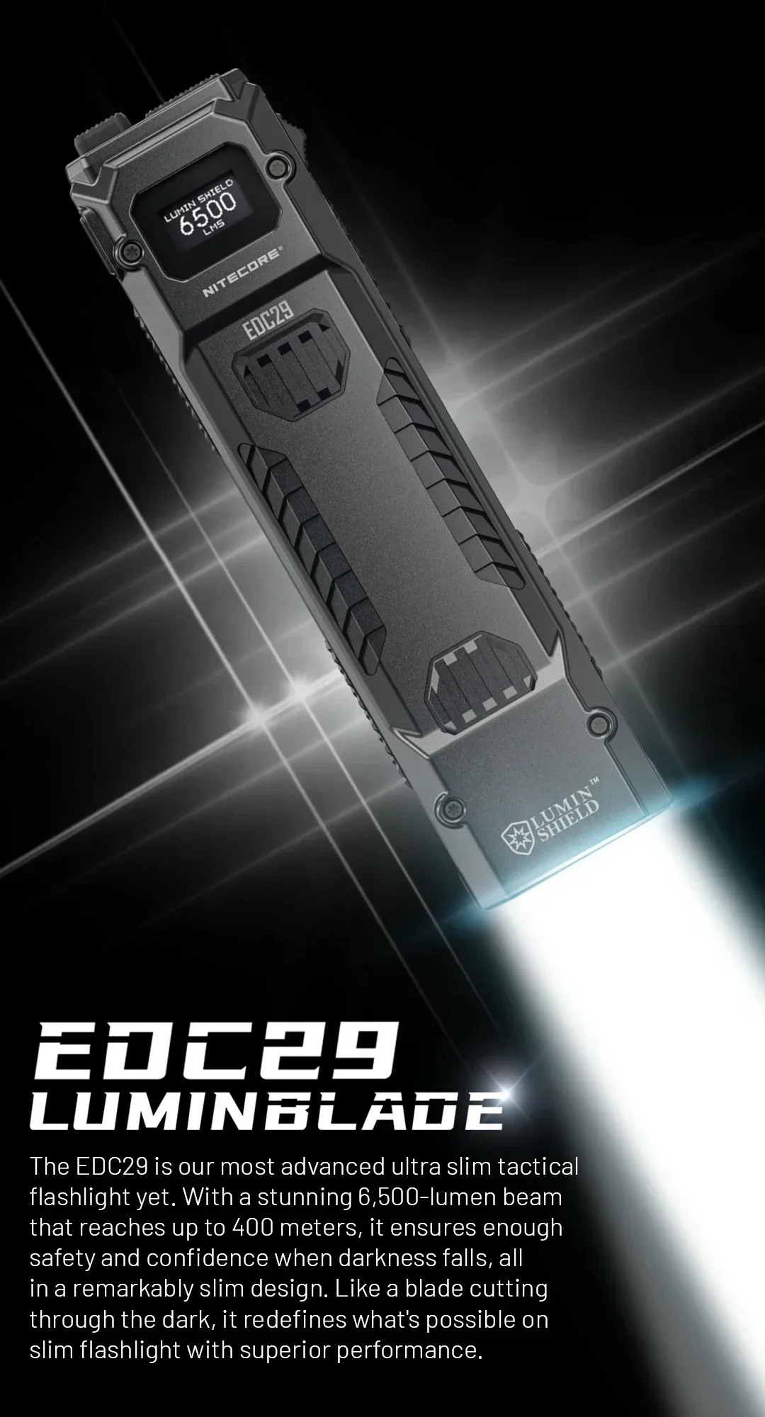 NITECORE EDC29 Ultra Slim EDC Flashlight UHi20 6500LMS Wear Resistant Anti Rechargeable Tactical Torch For Camping Emergency