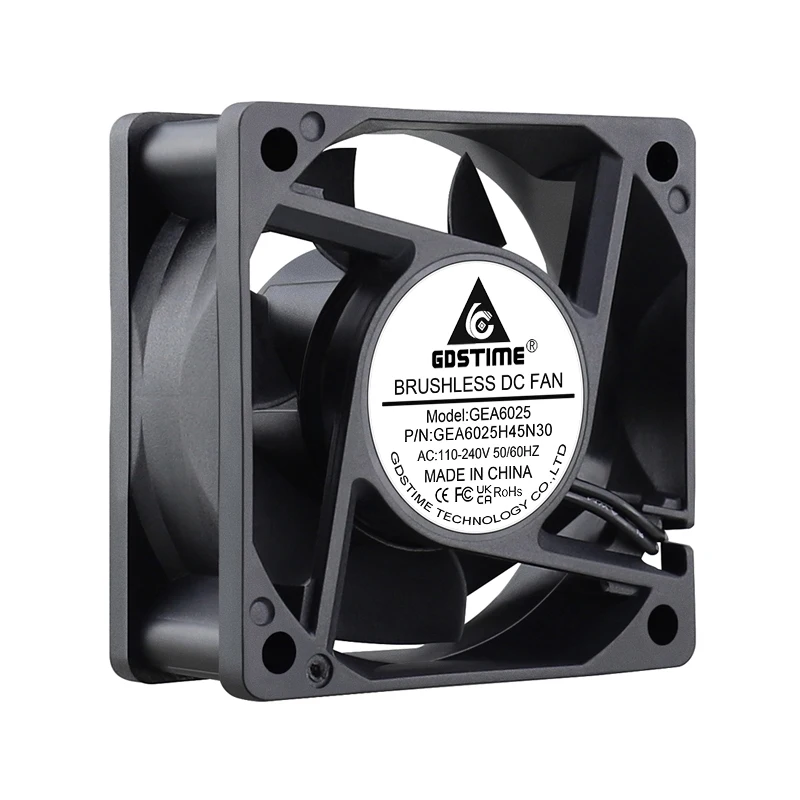 مروحة تبريد محورية بدون فرش من Gdstime ، مبرد وحدة المعالجة المركزية لبطاقة رسومات الكمبيوتر ، AC av V ، V ، V ، V ، V ، 60x25 ، 60