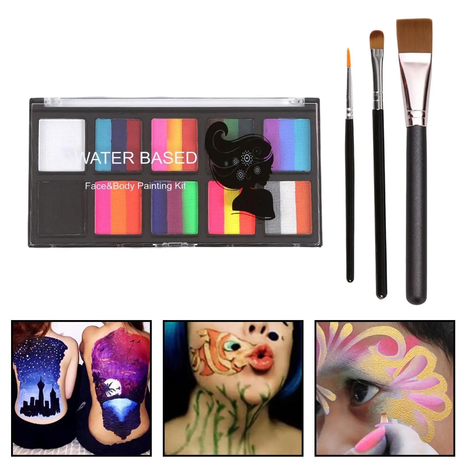 Body Paint Makeup Kit with Brushes Professional Face Painting Kit for Kids