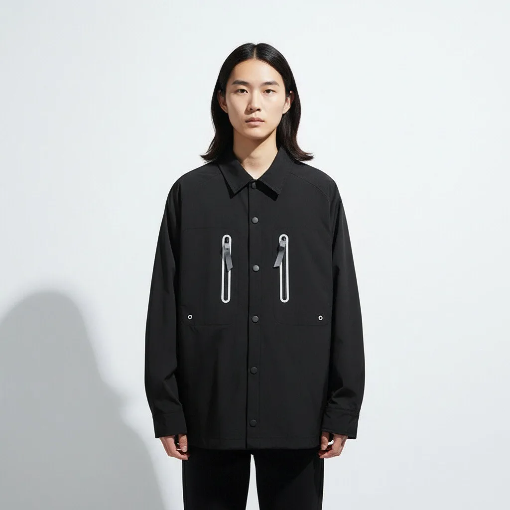 

Men Jacket Comfort Outdoor Riding Windproof Durable Coat Fashion Turndown Collar Zipper Decoration Thin Autumn Men Clothing