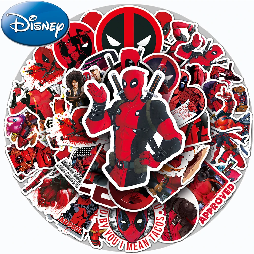 10/30/50pcs Cool Anime Deadpool Graffiti Stickers Classic Disney Movie Sticker Suitcase Guitar Car Cartoon Decoration Decal Pack