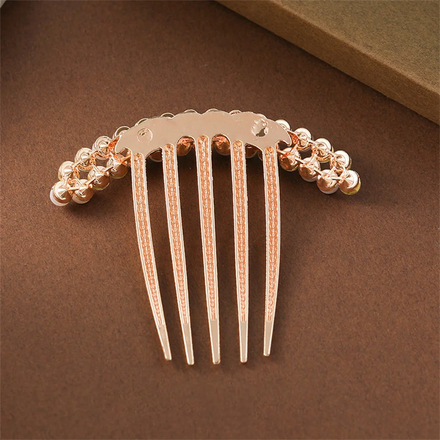 Pearl Water Diamond Metal Pan Haareinsatz Kamm Kugelkopf Neujahr Pan Haarkamm Haarnadel Muttertag Urlaub Geschenk Haarschmuck – Detail 4