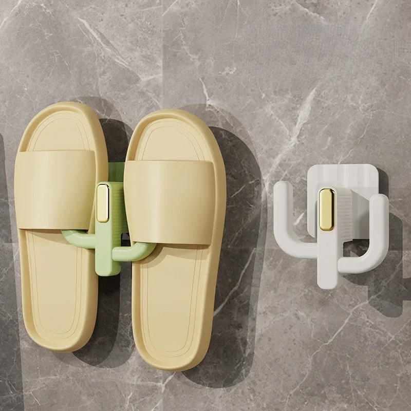 Estante para zapatillas sin perforación, gancho Simple para zapatillas de baño, estante de drenaje para inodoro, montado en la pared, almacenamiento limpio para dormitorio, estante de secado de zapatos