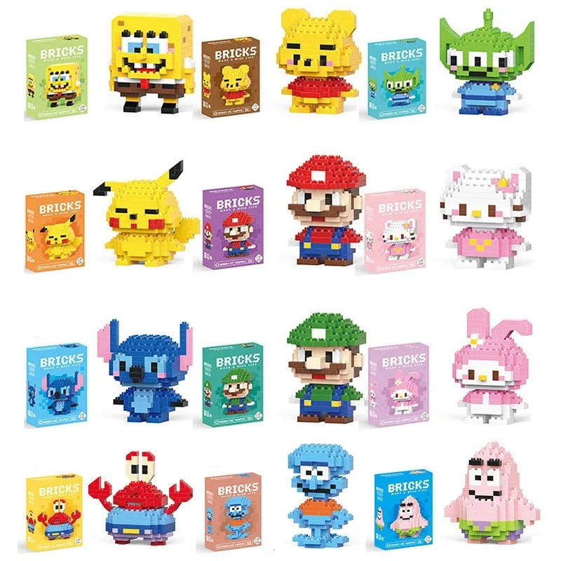 Regali all'ingrosso per bambini, MINISO Disney Sanrio building block toy Katie cat, Stitch small particle construction model toy