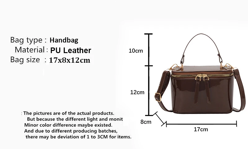 Modische Glänzende Lackleder-Umhängetasche 2026 Damen Vintage Einfarbige Kleine Quadratische Taschen Schlichte Vielseitige Schultertasche – Detail 2