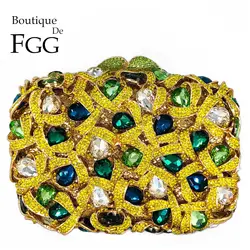 Boutique De FGG Yellow Crystal Evening Bags Bridal Rhinestone Handbags and Purses Women Party Dinner Gems Clutch Bag,Mini
