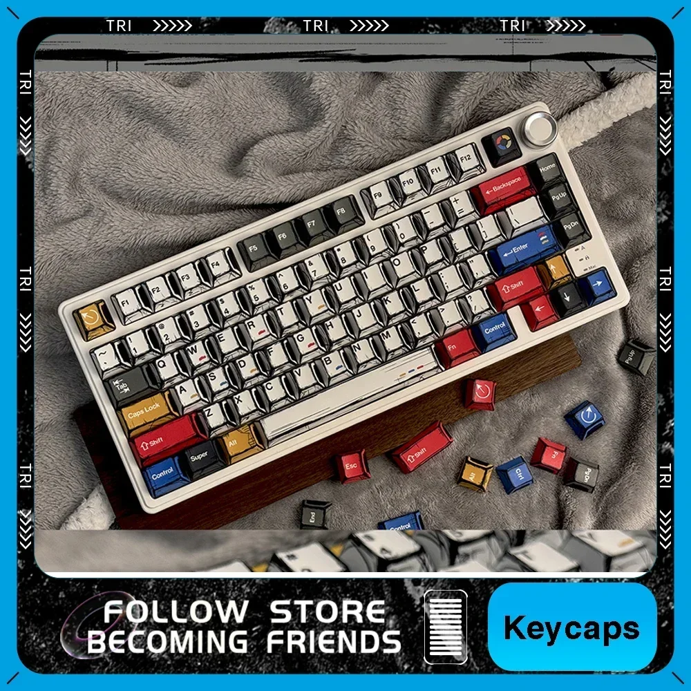 Customized Keycaps with Original Factory Height of 136 Keys, Complete Set of Classic Minimalist Comics for Mechanical Keyboards