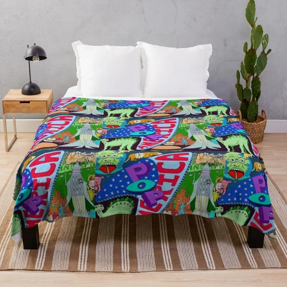 

Pop America Throw Blanket Multi Purpose Soft Warm Blanket for Home Travel