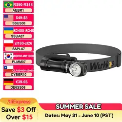 Wurkkos HD10 Headlamp Rechargeable 14500 IP68 Mini EDC 1200Lm 3* 90 CRI LEDs + 3* RGB Aux LEDs Anduril 2.0 Fishing Camping Torch