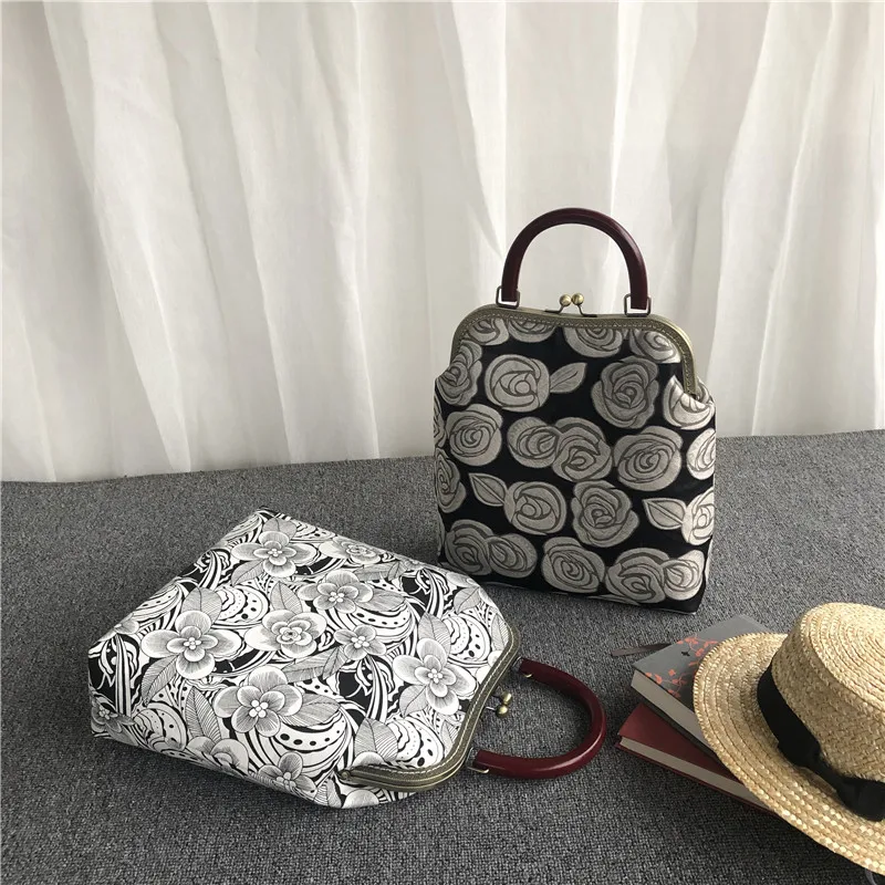 Original Handmade Rose Bag Vintage Fashion Bronze Shell Lock Bags Women Shoulder Bags Women\'s Handbags Purses