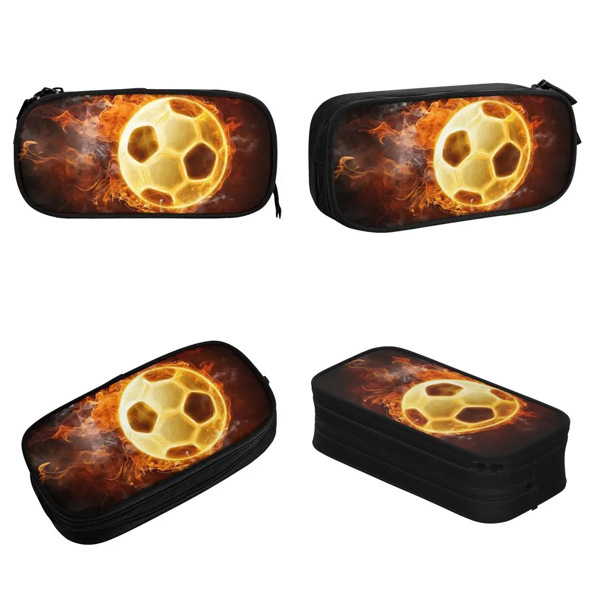 Fire Balls Soccer Football Sports Pencil Case Classic Pen Holder Bag Student Large Storage School Supplies Gifts Pencilcases