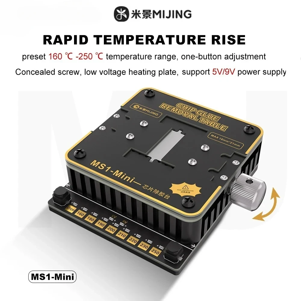 

MiJing MS1-Mini Chip Glue Removal Platform for Mobile Phone Motherboard Chip IC Heating Rework Platform ic Desoldering Station