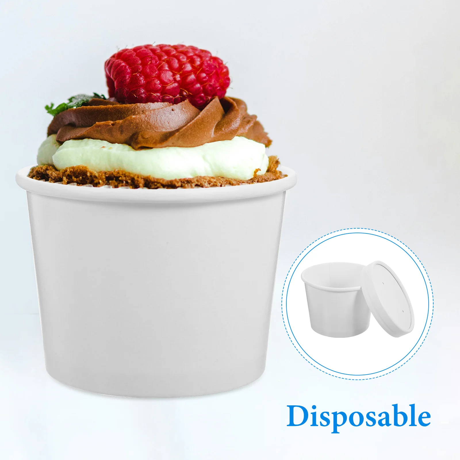 10 Sets Espresso Cups Travel Coffee Mug Soup Holders Takeaway Packing Bowl Ice Cream Paper Cover Takeout White