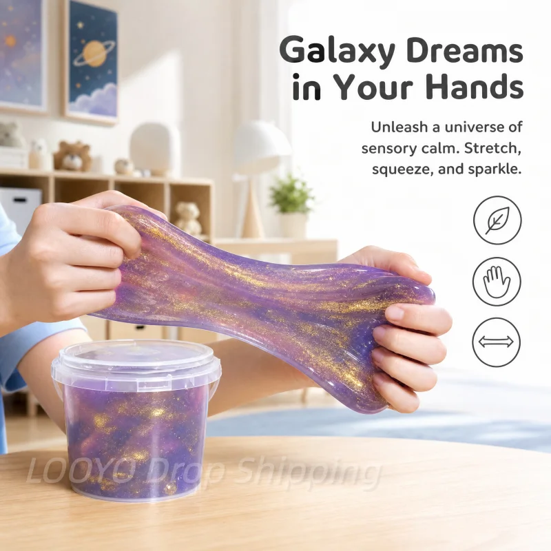 Creative Super Large Box Slime Bucket Giant Bubble Milk Fake Water Decompress Non Stick Hand Can Cover Bubble Children Gift