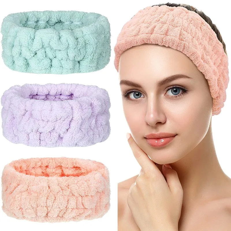 

4pcs/set Simple Fashion Coral Fleece Elastic Headband Multi-purpose Makeup Facial Wash Apply A Face Mask Use Non Slip Hair Band